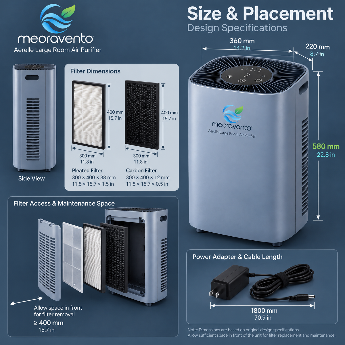 meoravento™ Aerelle Large Room Air Purifier — product image 10