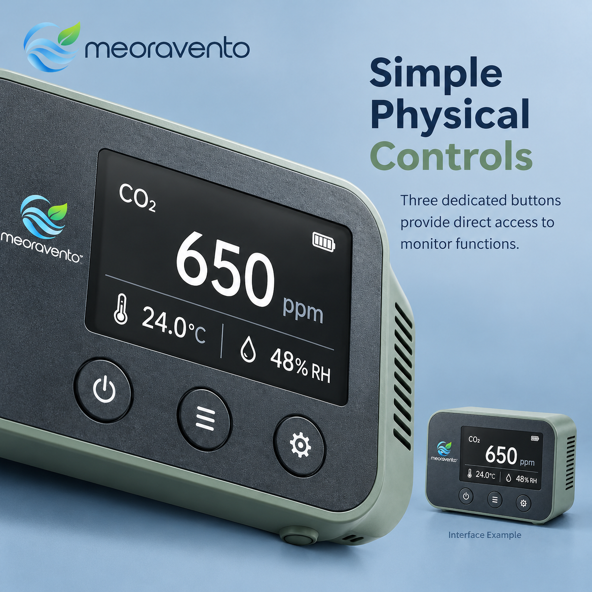 meoravento™ Digital CO₂ Air Quality Monitor — product image 04
