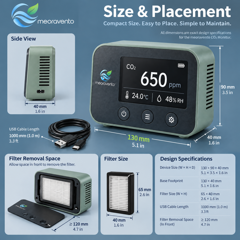 meoravento™ Digital CO₂ Air Quality Monitor — product image 10