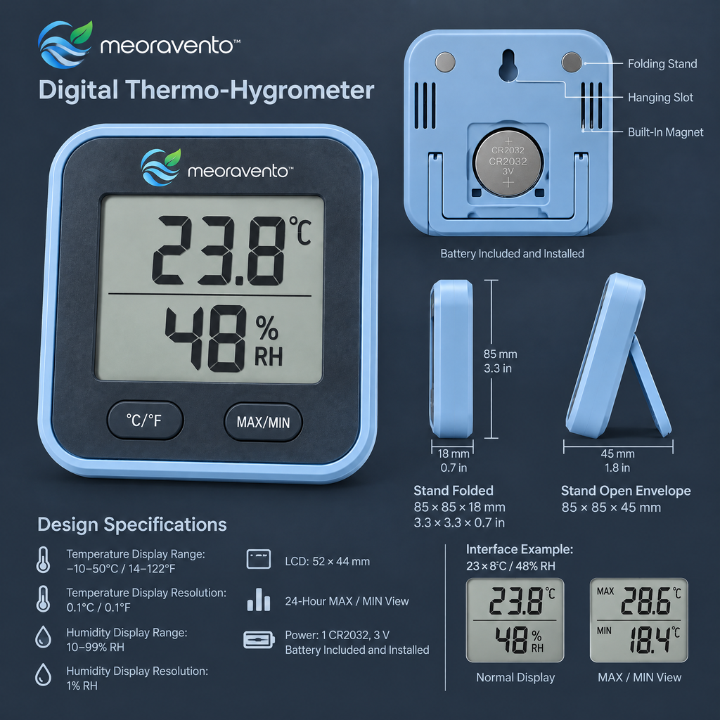 meoravento™ Digital Thermo-Hygrometer — product image 02