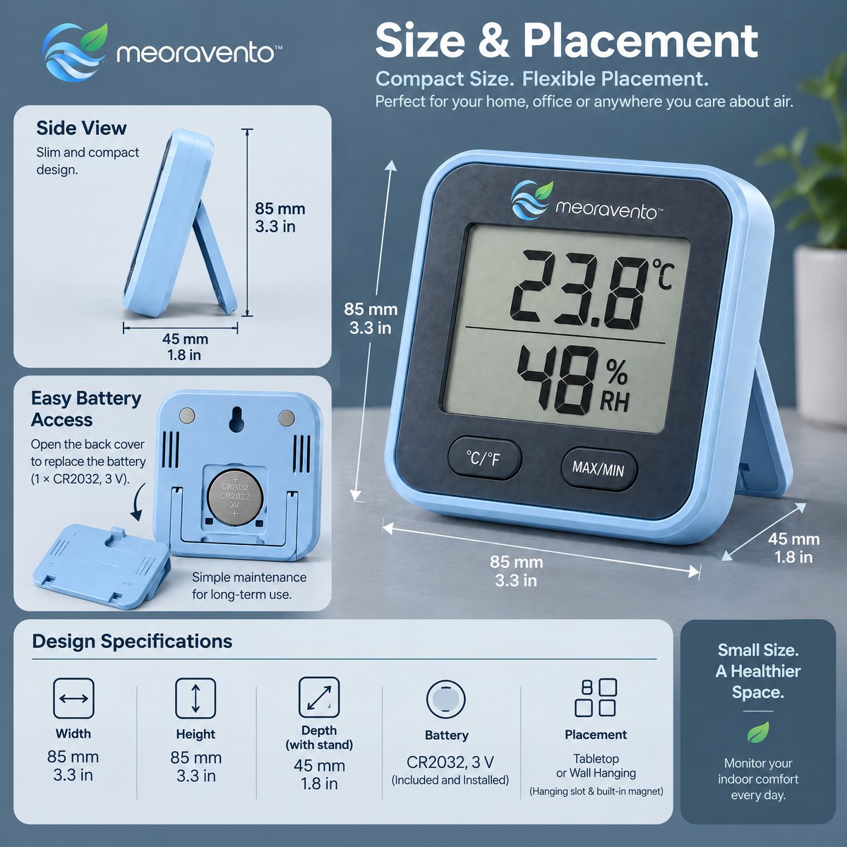 meoravento™ Digital Thermo-Hygrometer — product image 10