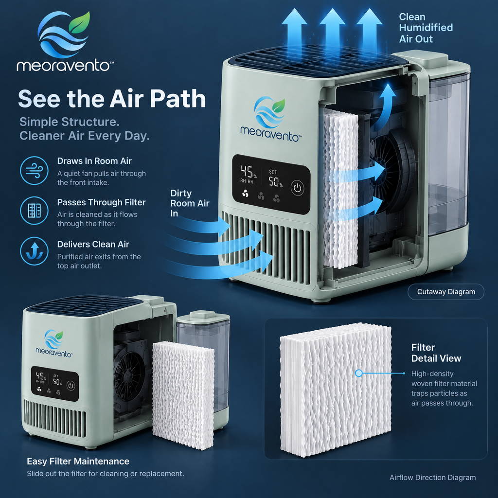 meoravento™ Large Room Evaporative Humidifier — product image 05