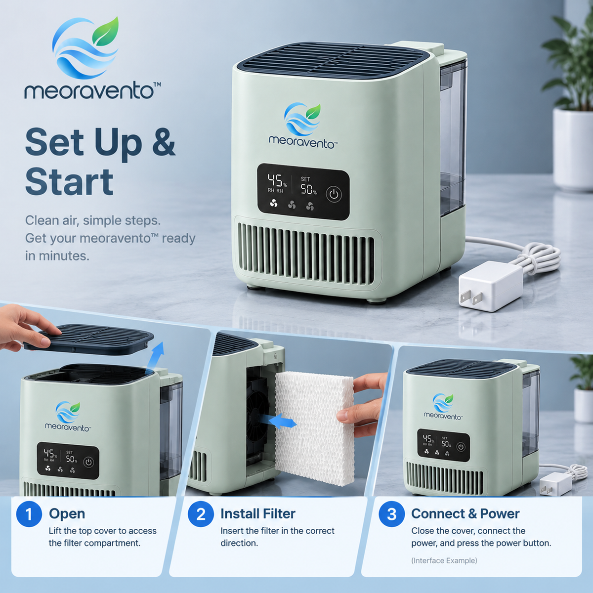 meoravento™ Large Room Evaporative Humidifier — product image 08