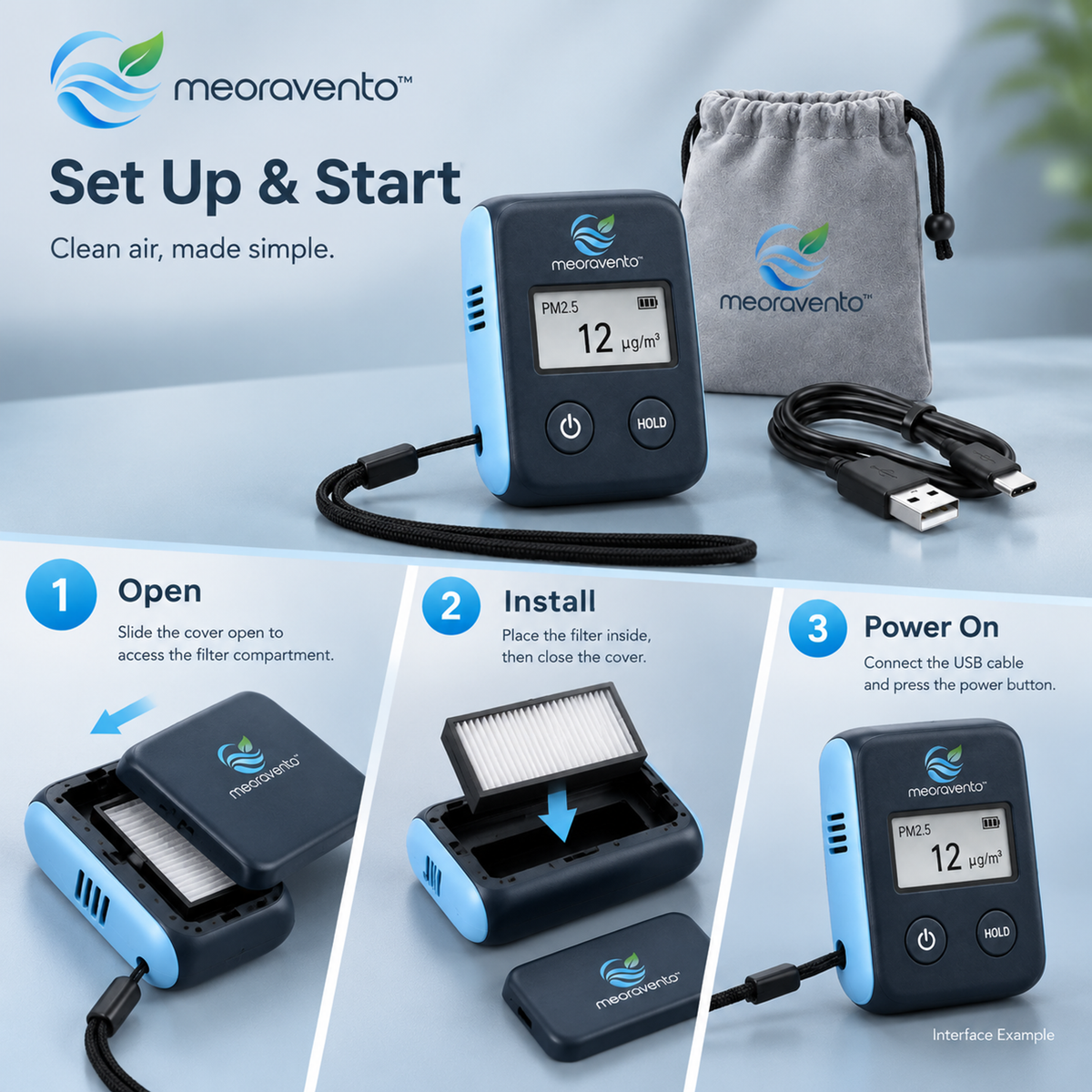 meoravento™ Portable PM2.5 Air Quality Monitor — product image 08