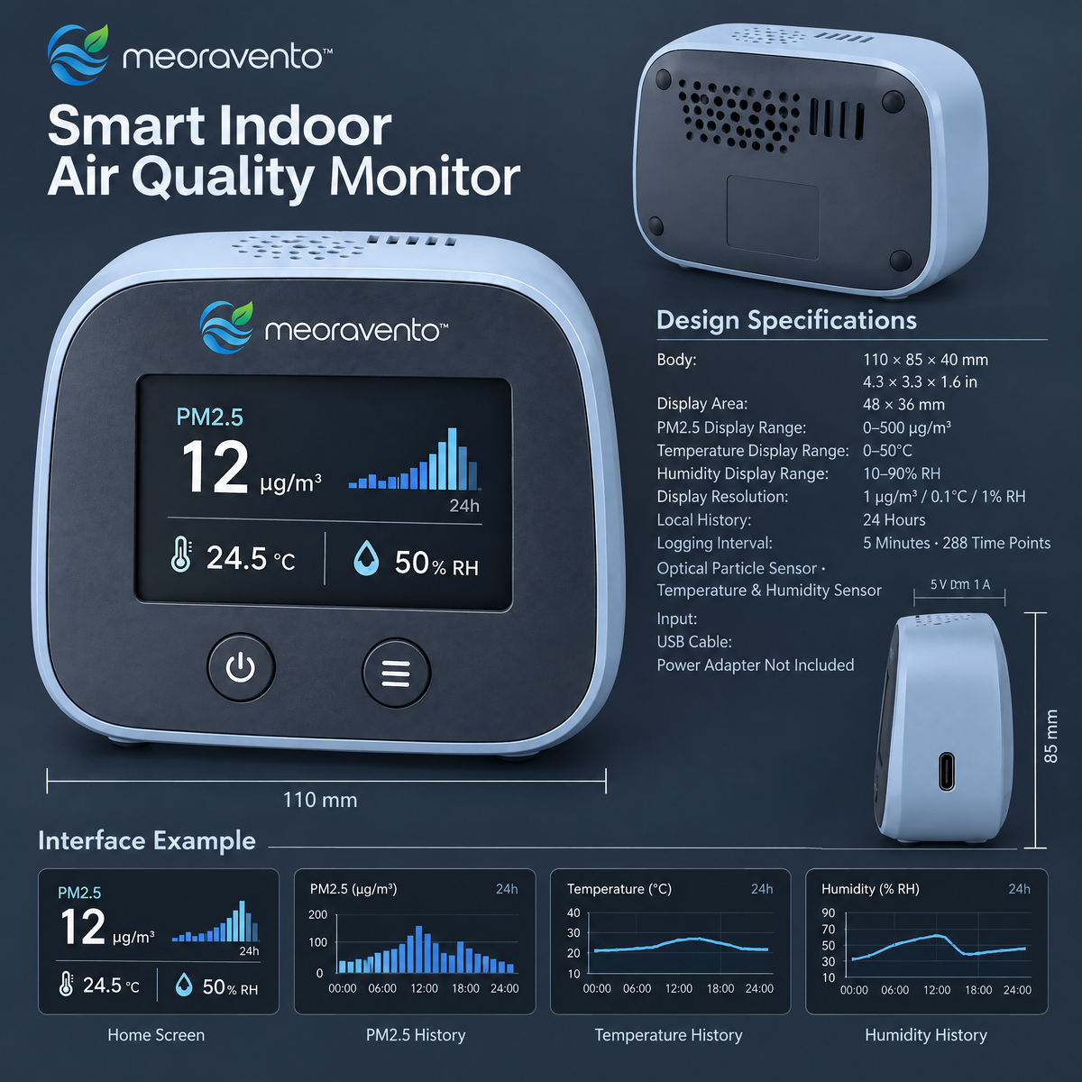 meoravento™ Smart Indoor Air Quality Monitor — product image 02