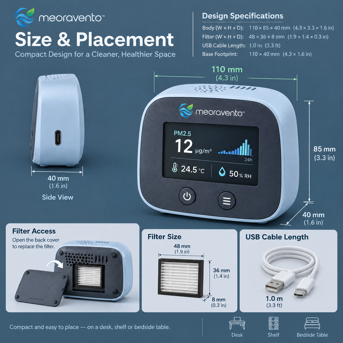 meoravento™ Smart Indoor Air Quality Monitor — product image 10