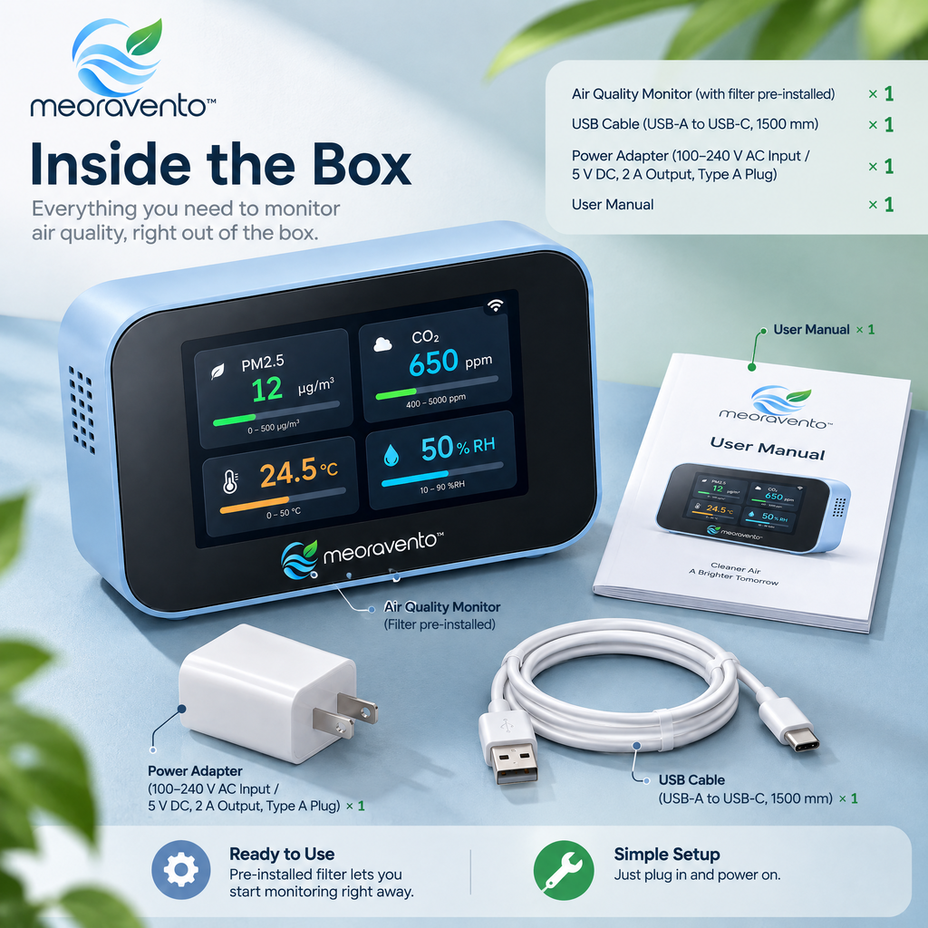 meoravento™ Wi-Fi Air Quality Monitor with App Connectivity — product image 09